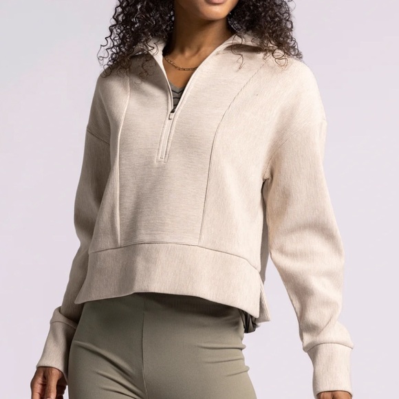Beige Quarter-Zip Pullover - Picture 11 of 11